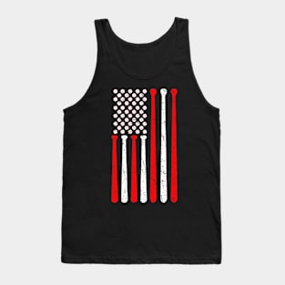 American Flag Baseball Red White Blue 4th of July Boys Men Tank Top